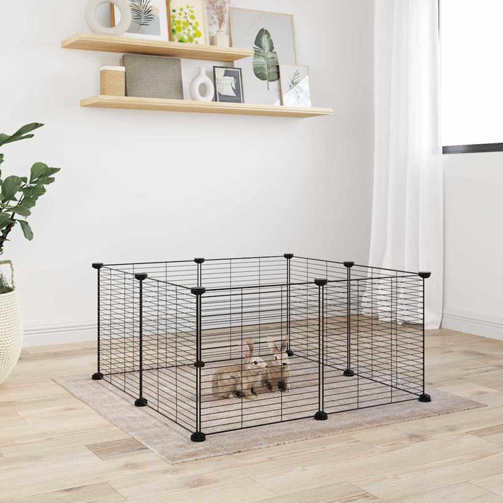 Cușcă Animale De Companie Cu Ușă 36 Panouri Negru 35X35 Cm Oțel