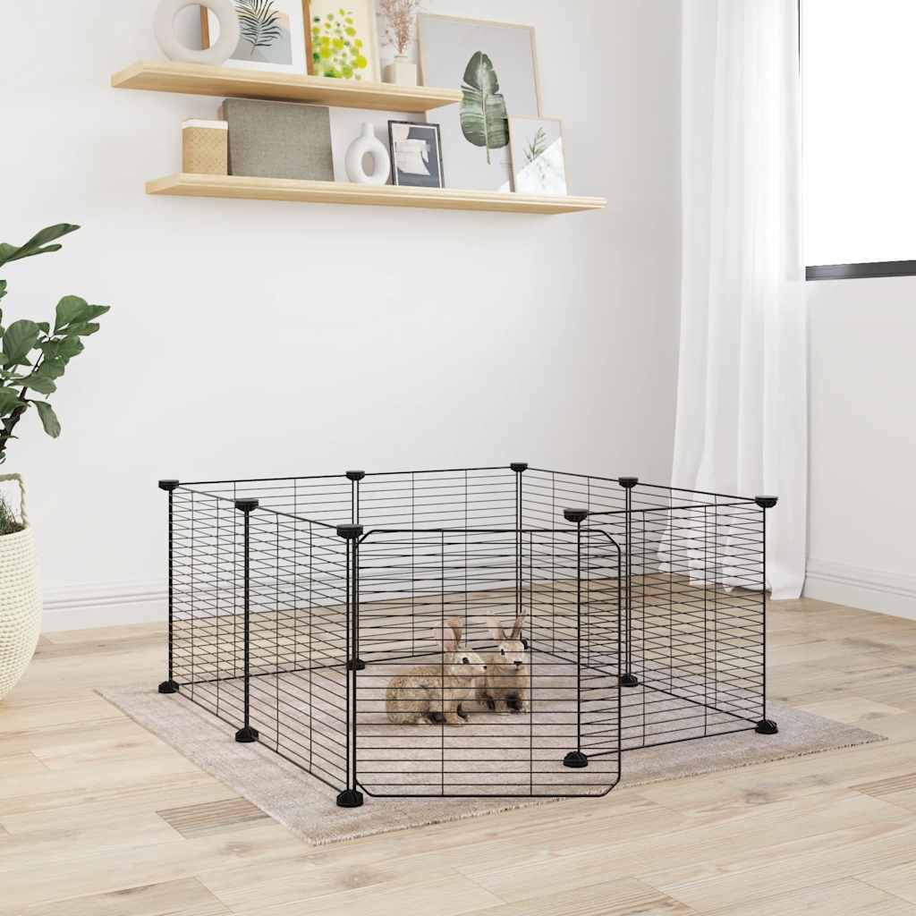 Cușcă Animale De Companie Cu Ușă 36 Panouri Negru 35X35 Cm Oțel