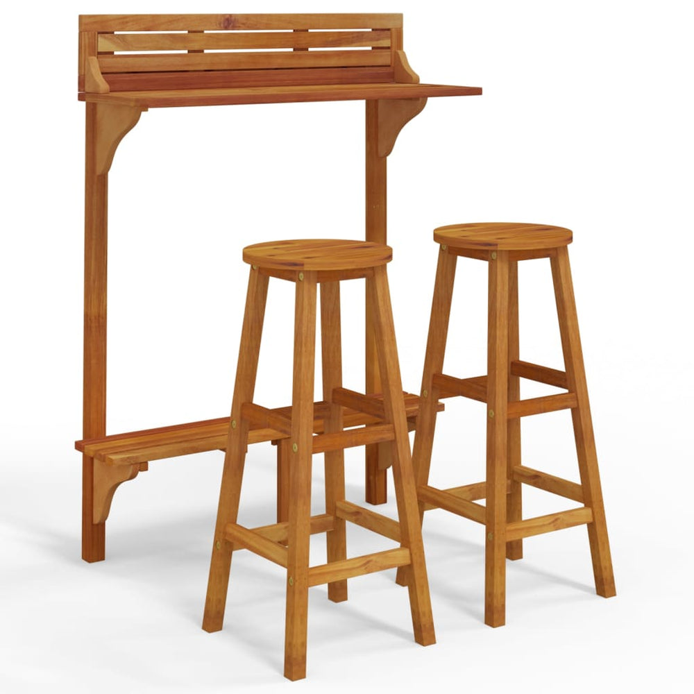Set Mobilier De Bar De Balcon, 3 Piese, Lemn Masiv De Acacia