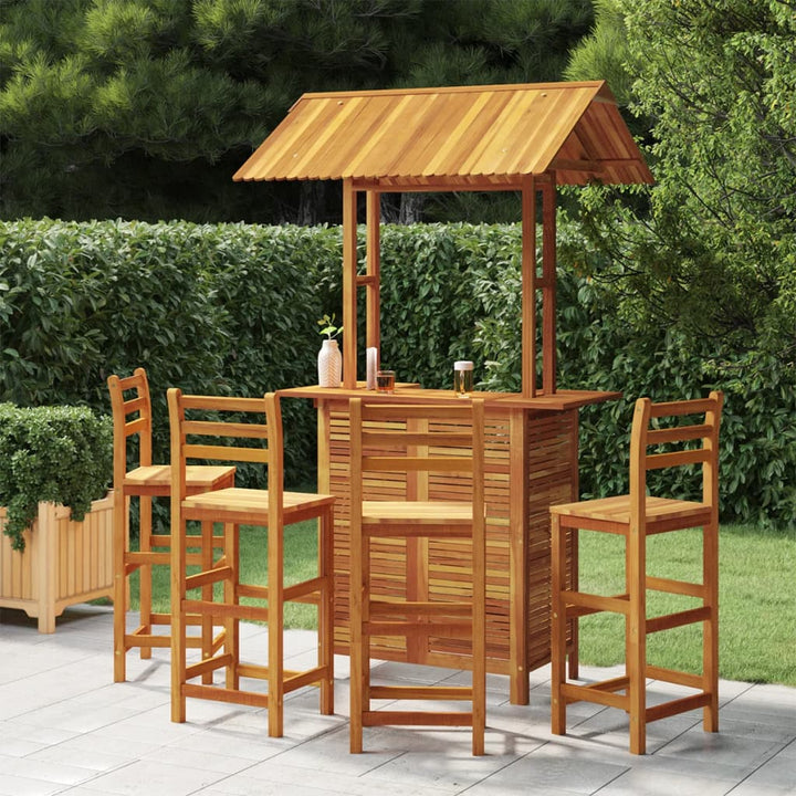 Set Mobilier De Bar De Grădină, 5 Piese, Lemn Masiv De Acacia