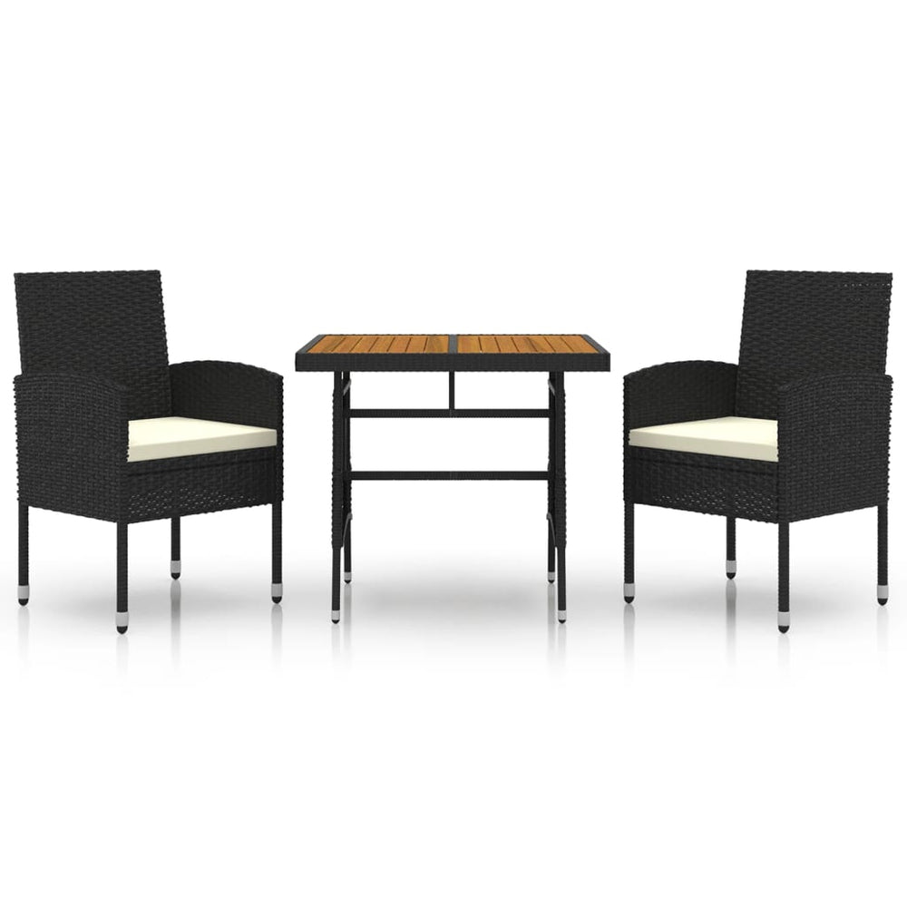 Set Mobilier De Exterior, 3 Piese, Negru, Poliratan