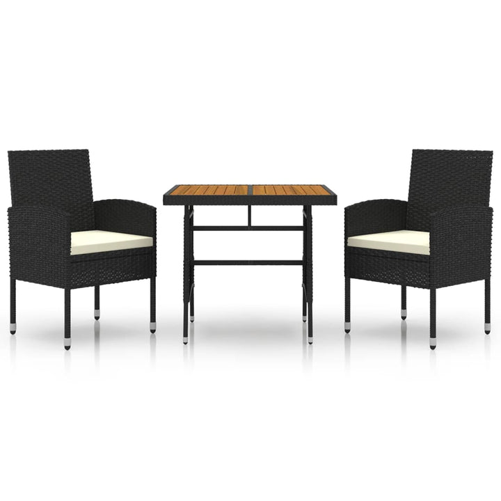 Set Mobilier De Exterior, 3 Piese, Negru, Poliratan