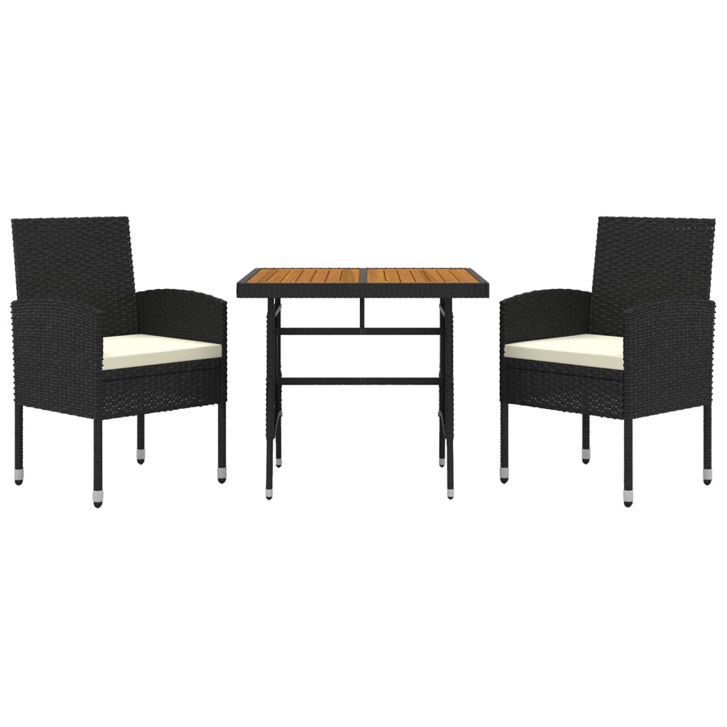 Set Mobilier De Exterior, 3 Piese, Negru, Poliratan