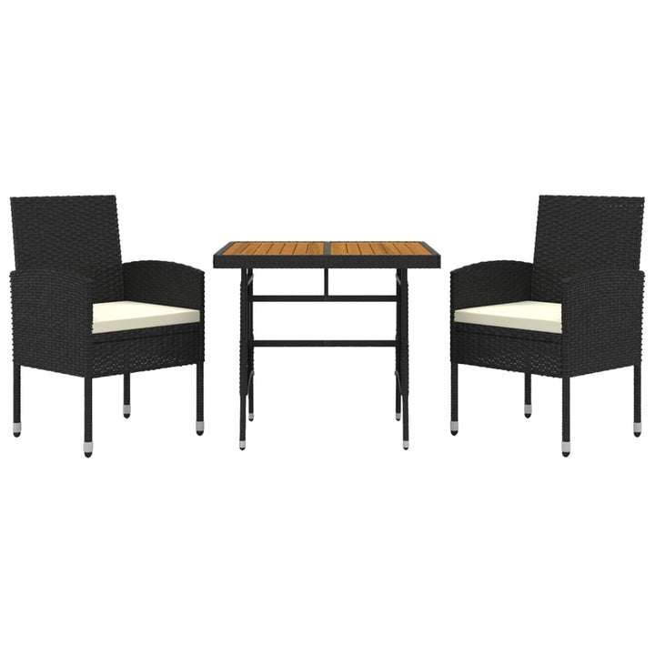 Set Mobilier De Exterior, 3 Piese, Negru, Poliratan