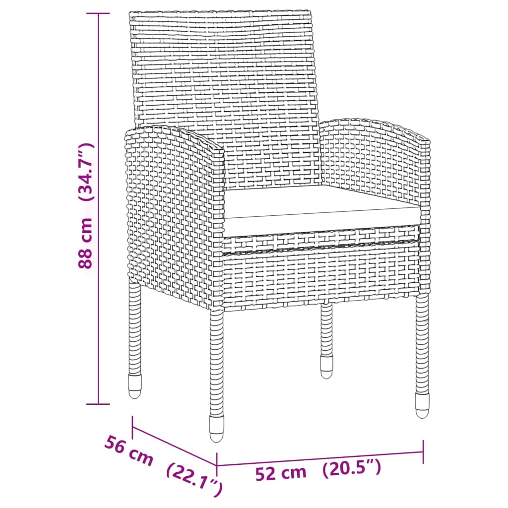 Set Mobilier De Exterior, 3 Piese, Negru, Poliratan