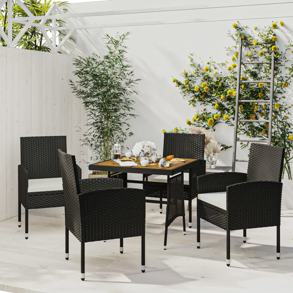 Set Mobilier De Exterior, 3 Piese, Negru, Poliratan