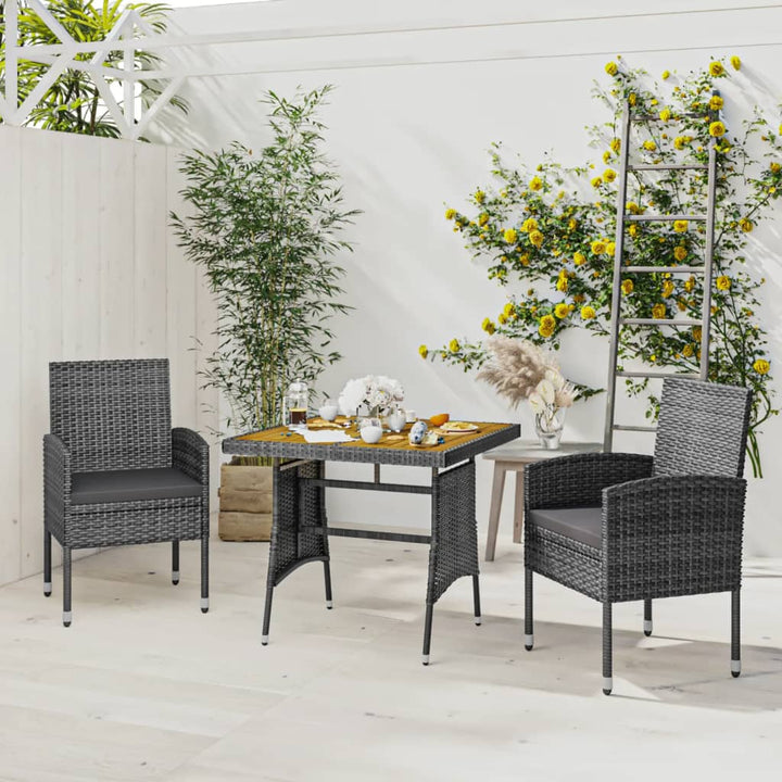 Set Mobilier De Exterior, 3 Piese, Negru, Poliratan