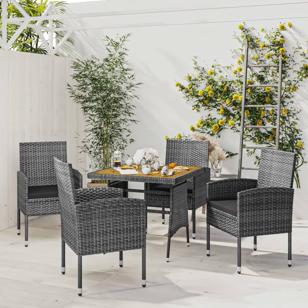 Set Mobilier De Exterior, 3 Piese, Negru, Poliratan