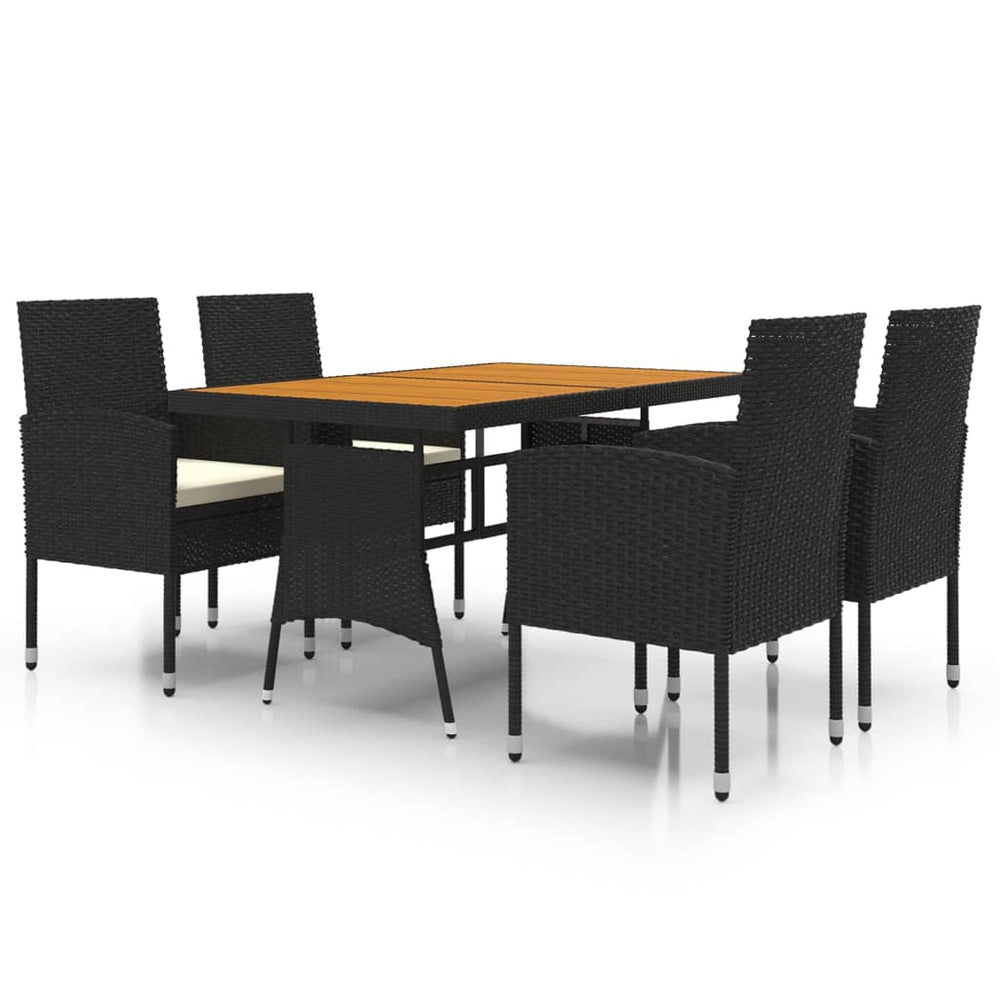 Set Mobilier De Exterior, 5 Piese, Negru, Poliratan