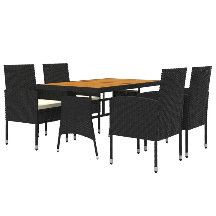 Set Mobilier De Exterior, 5 Piese, Negru, Poliratan