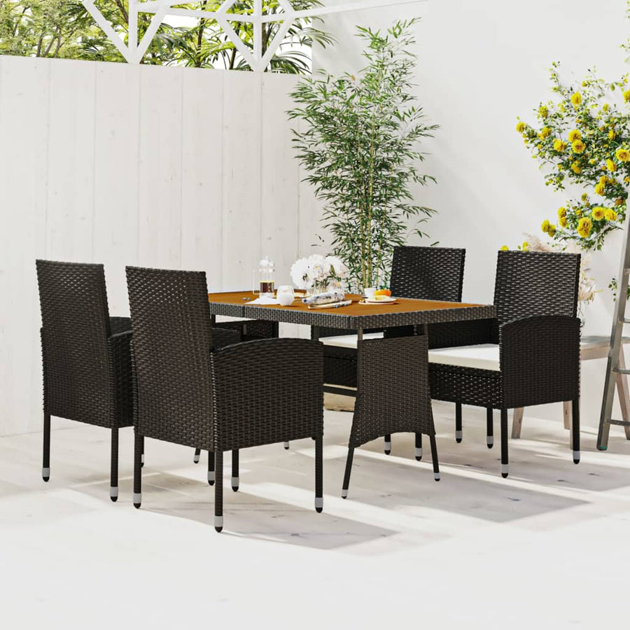 Set Mobilier De Exterior, 5 Piese, Negru, Poliratan