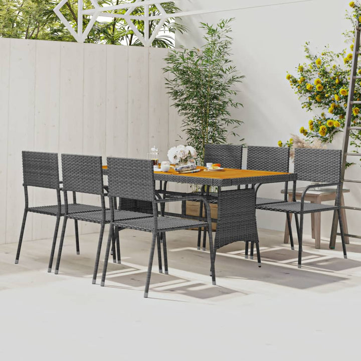 Set De Mobilier De Exterior, 9 Piese, , Poliratan