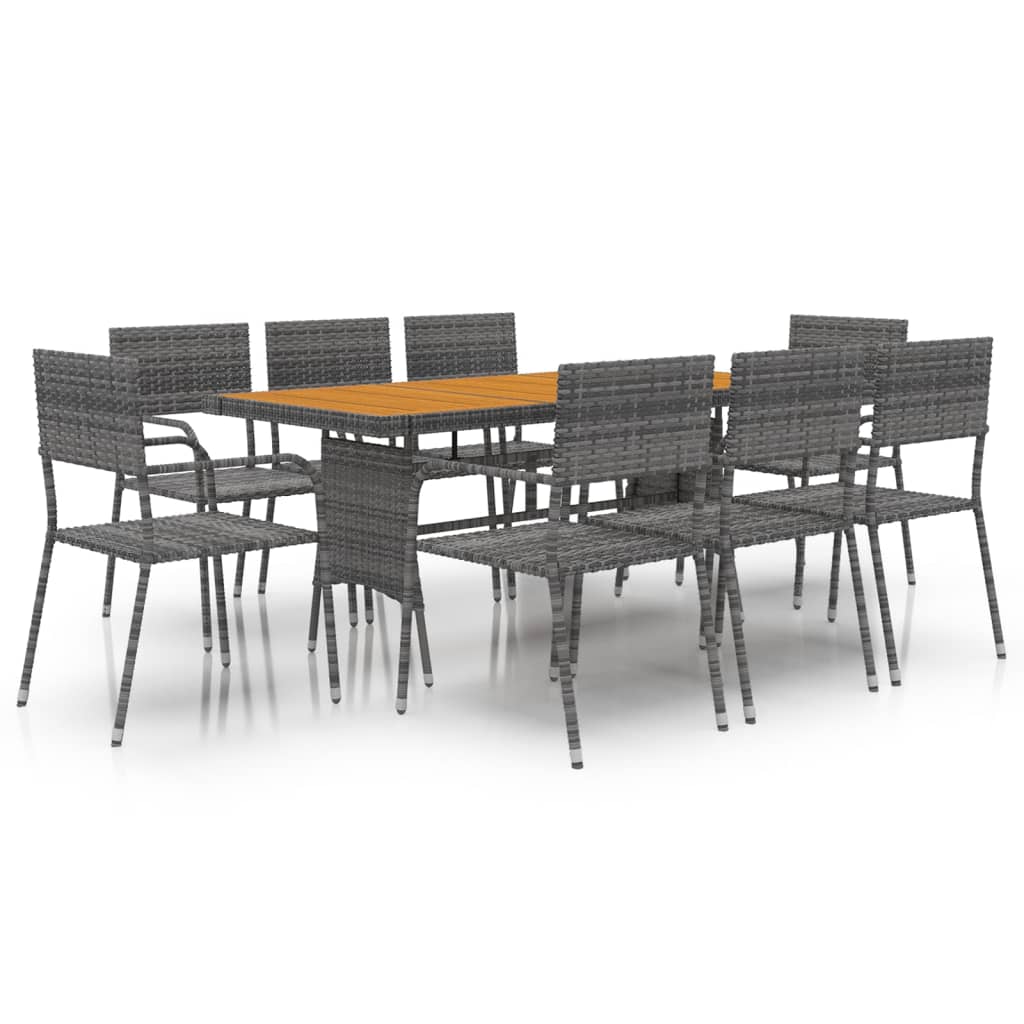 Set De Mobilier De Exterior, 9 Piese, , Poliratan
