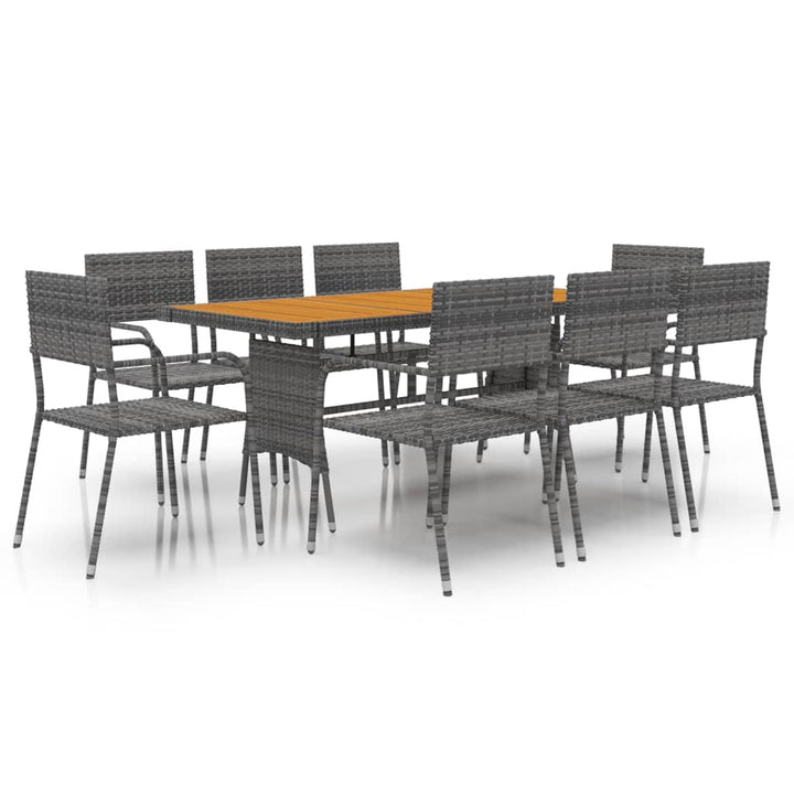 Set De Mobilier De Exterior, 9 Piese, , Poliratan