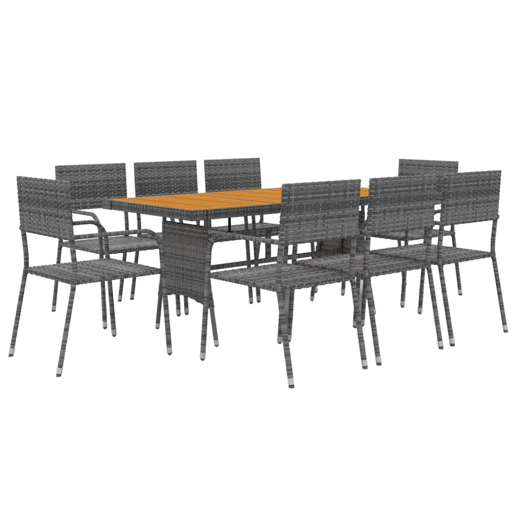 Set De Mobilier De Exterior, 9 Piese, , Poliratan