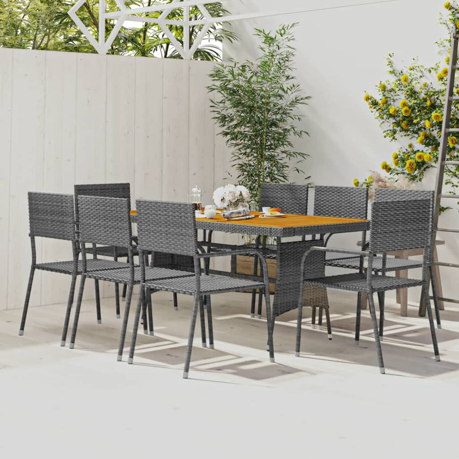 Set De Mobilier De Exterior, 9 Piese, , Poliratan