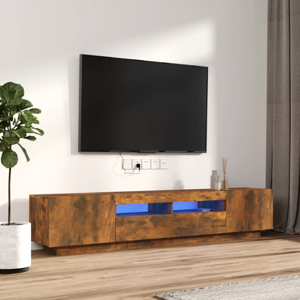 Comodă Tv Cu Lumini Led, , 200X35X40Cm