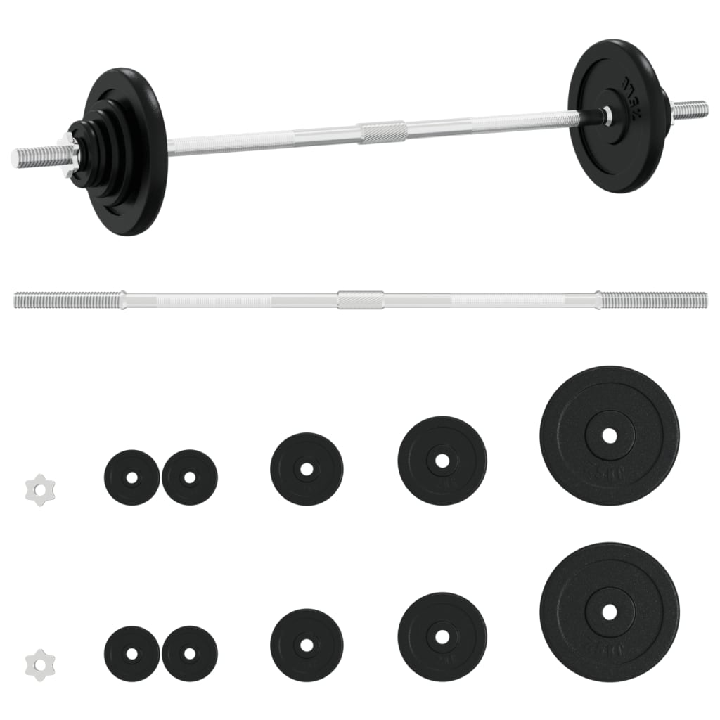 Set De Halteră Cu Discuri, 30 Kg, Fontă