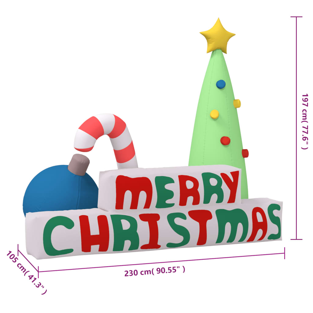Decorațiune &quot;Merry Christmas&quot; Gonflabilă, Cu Led-Uri, 197 Cm
