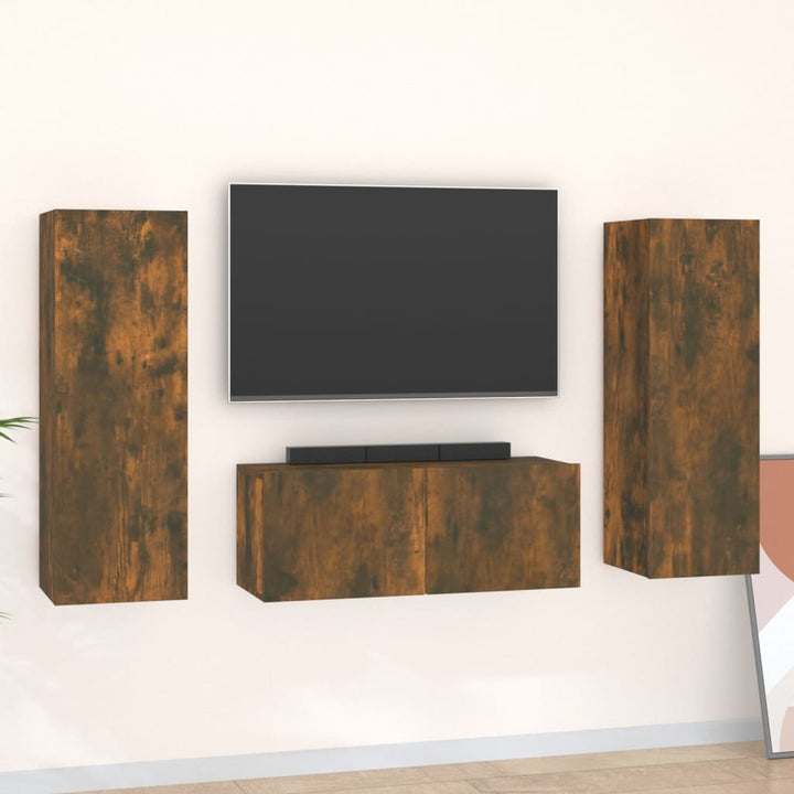 Set De Dulapuri Tv, 3 Piese, , Lemn Prelucrat