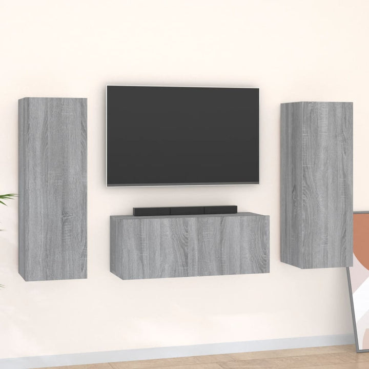 Set De Dulapuri Tv, 3 Piese, , Lemn Prelucrat
