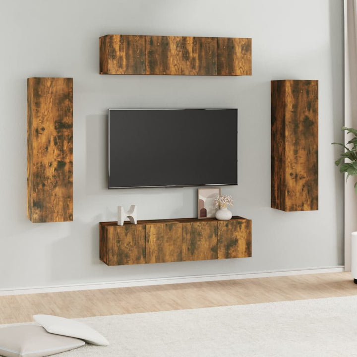 Set De Dulapuri Tv, 6 Piese, , Lemn Prelucrat