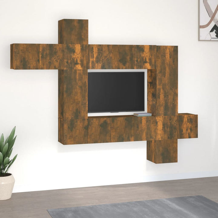 Set De Dulapuri Tv, 10 Piese, , Lemn Prelucrat