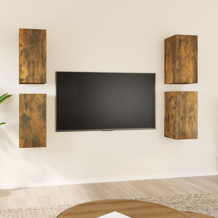 Comode Tv, 4 Buc., Stejar Fumuriu, 30,5X30X Lemn Prelucrat