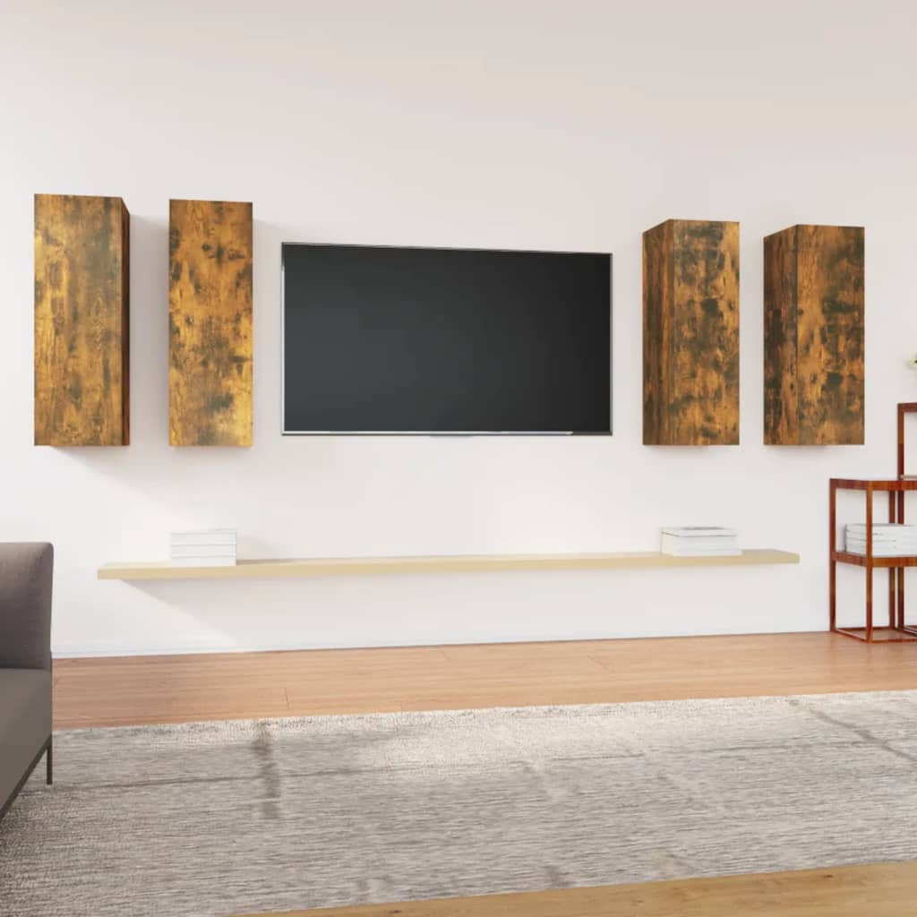 Comode Tv, 4 Buc., Stejar Fumuriu, 30,5X30X Lemn Prelucrat