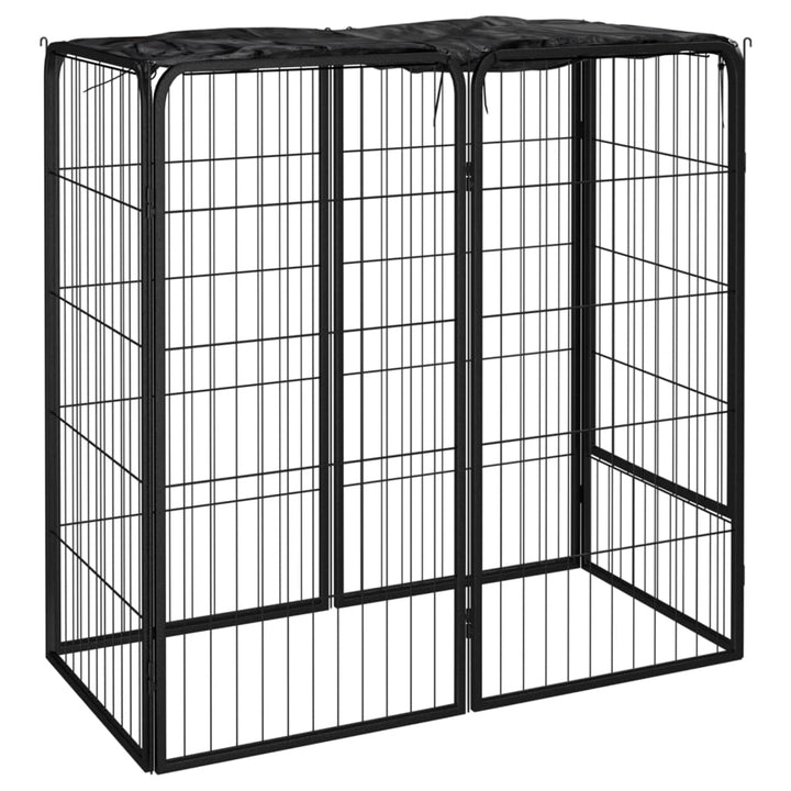 Țarc Câini 18 Panouri Negru 50X100 Cm Oțel Vopsit Electrostatic