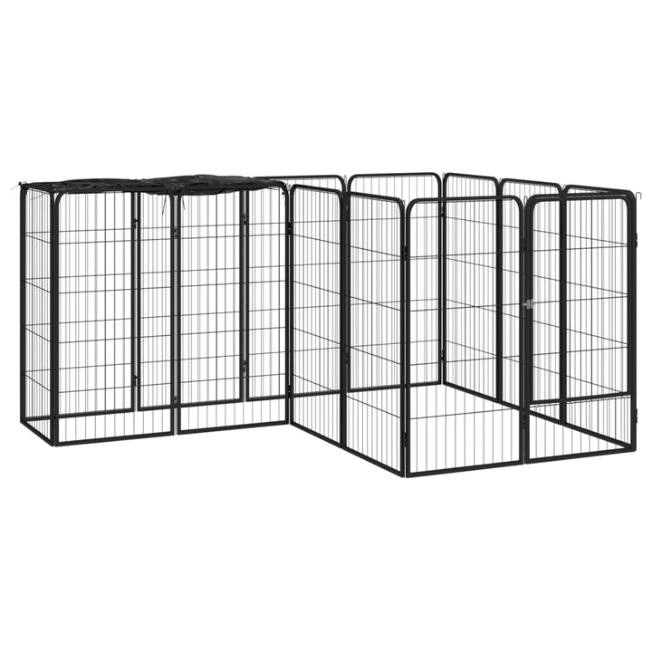 Țarc Câini 18 Panouri Negru 50X100 Cm Oțel Vopsit Electrostatic