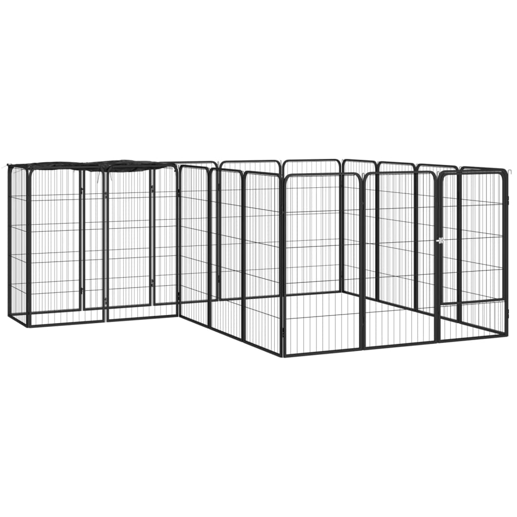 Țarc Câini 18 Panouri Negru 50X100 Cm Oțel Vopsit Electrostatic