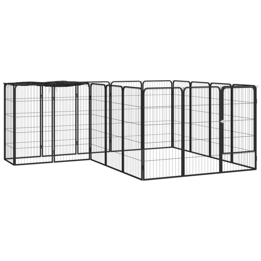 Țarc Câini 18 Panouri Negru 50X100 Cm Oțel Vopsit Electrostatic