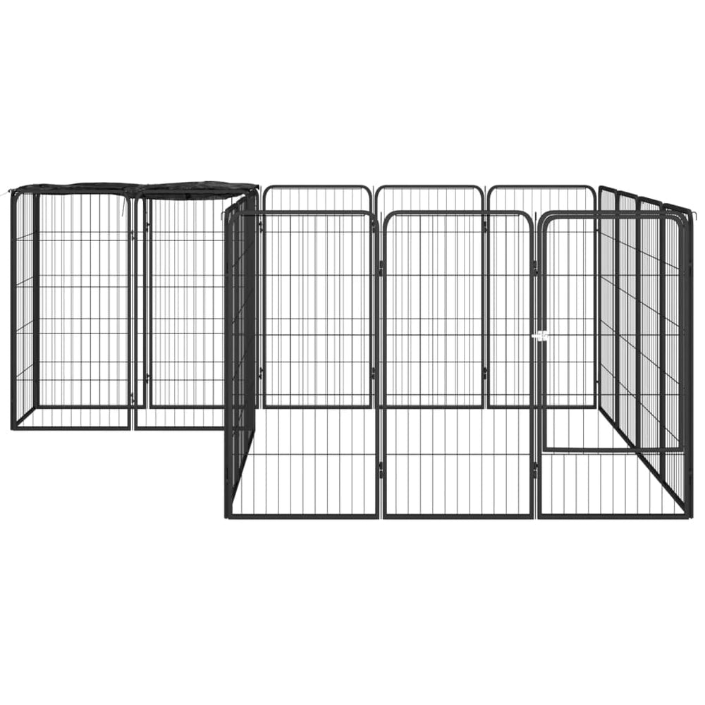 Țarc Câini 18 Panouri Negru 50X100 Cm Oțel Vopsit Electrostatic