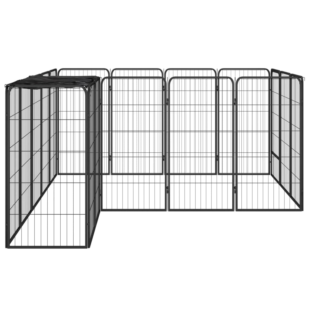 Țarc Câini 18 Panouri Negru 50X100 Cm Oțel Vopsit Electrostatic