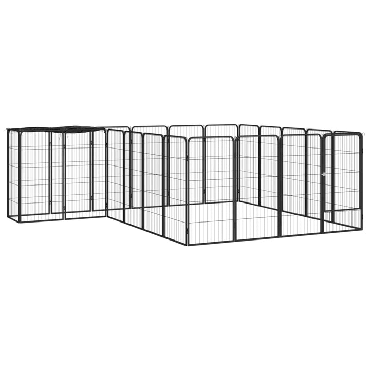 Țarc Câini 18 Panouri Negru 50X100 Cm Oțel Vopsit Electrostatic