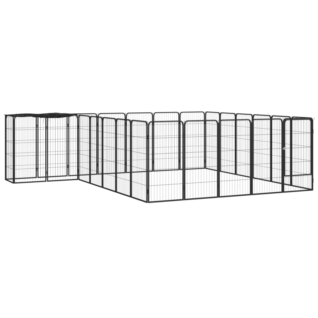 Țarc Câini 18 Panouri Negru 50X100 Cm Oțel Vopsit Electrostatic