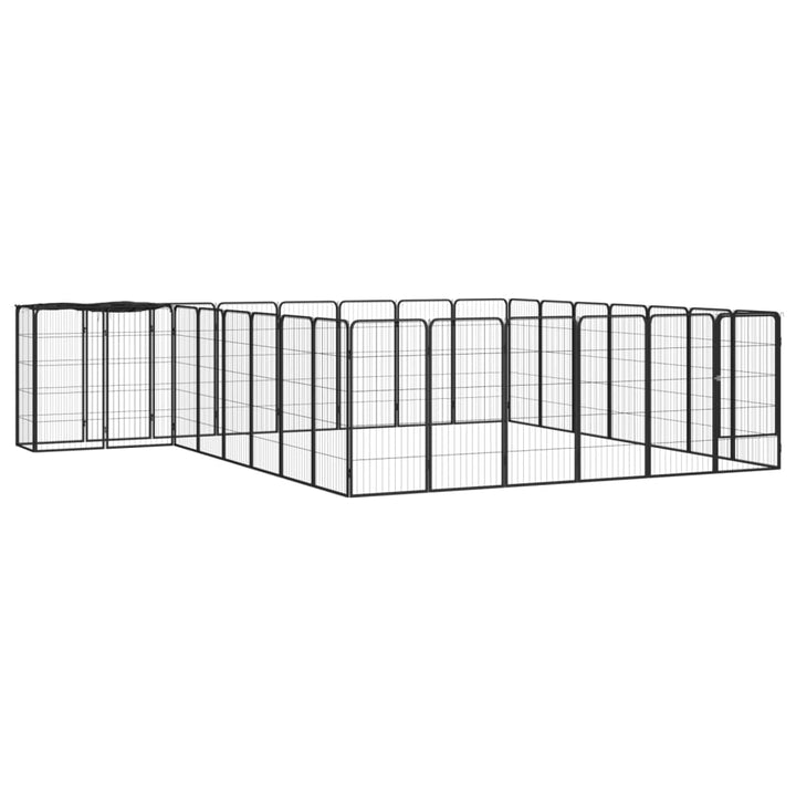Țarc Câini 18 Panouri Negru 50X100 Cm Oțel Vopsit Electrostatic
