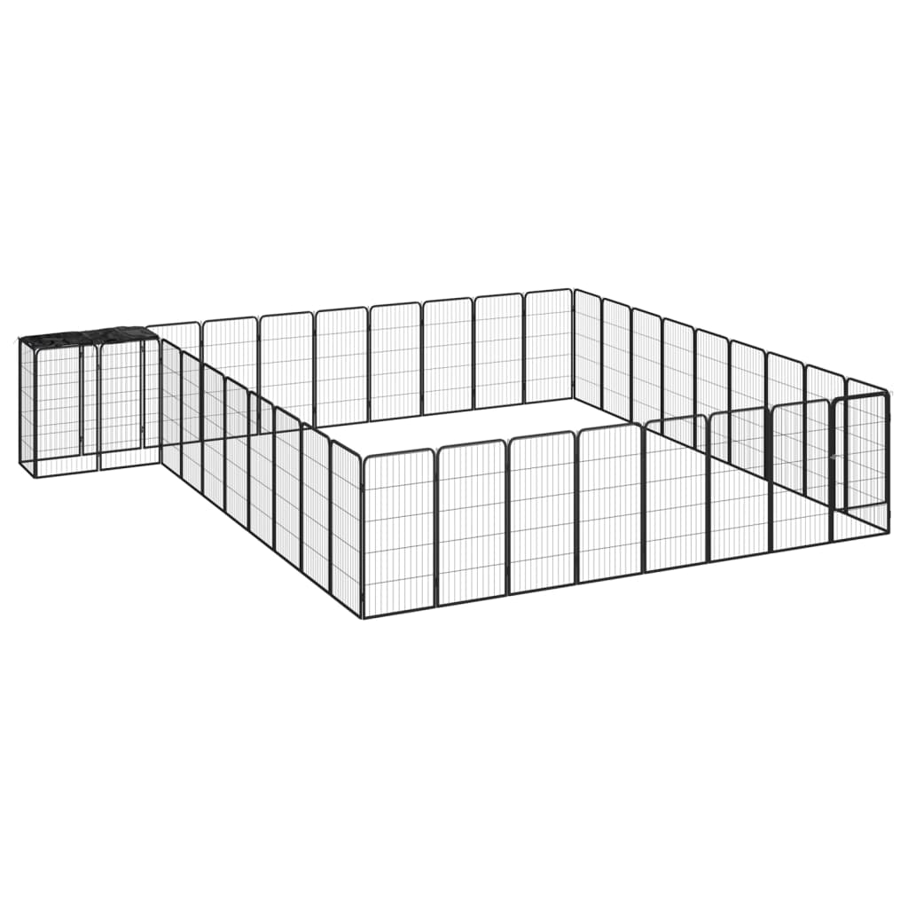 Țarc Câini 18 Panouri Negru 50X100 Cm Oțel Vopsit Electrostatic