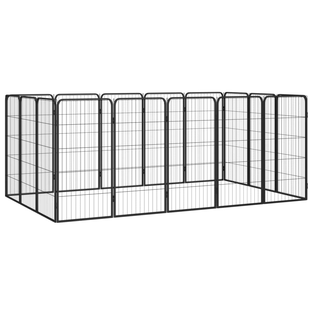 Țarc Câini 32 Panouri Negru 50X100 Cm Oțel Vopsit Electrostatic