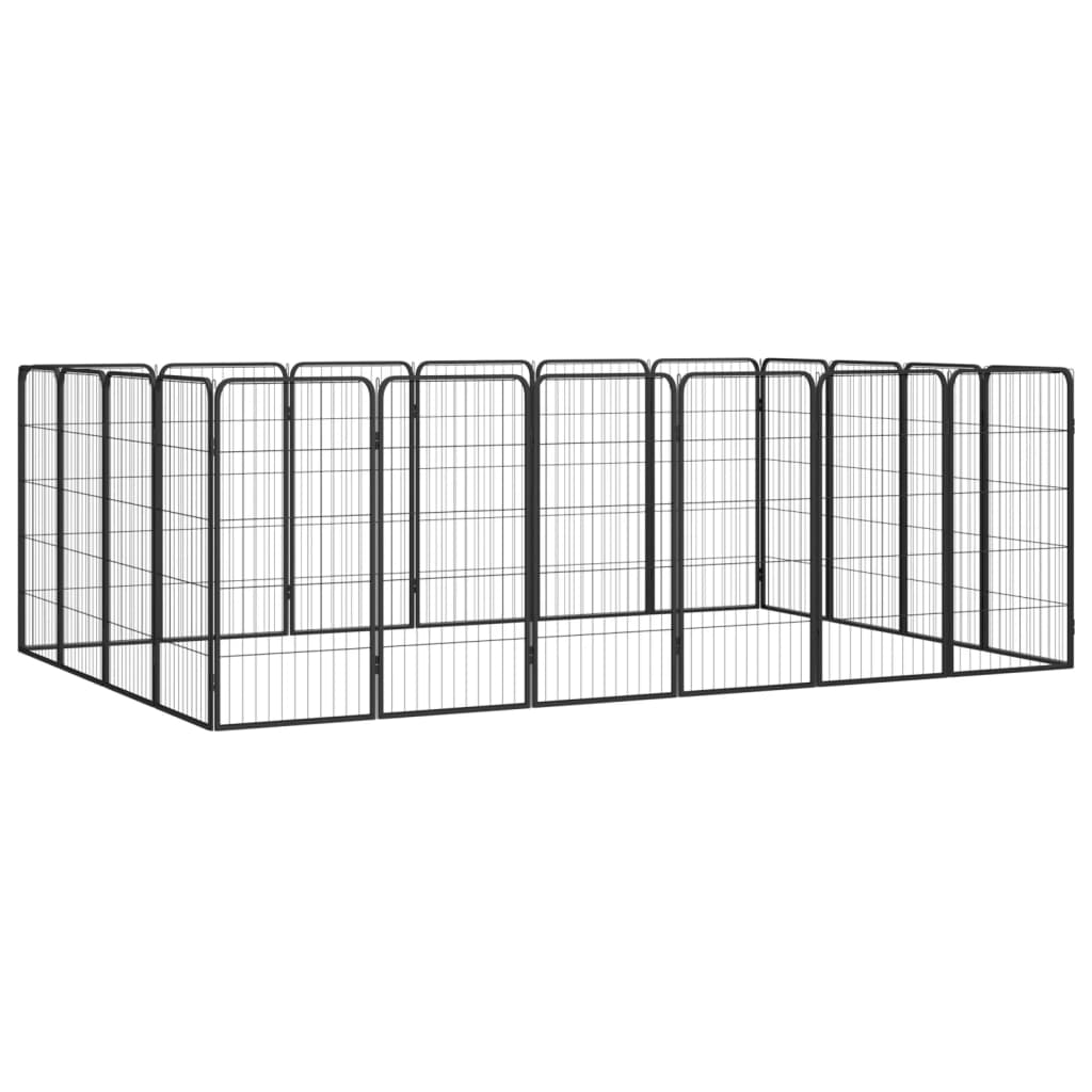 Țarc Câini 32 Panouri Negru 50X100 Cm Oțel Vopsit Electrostatic