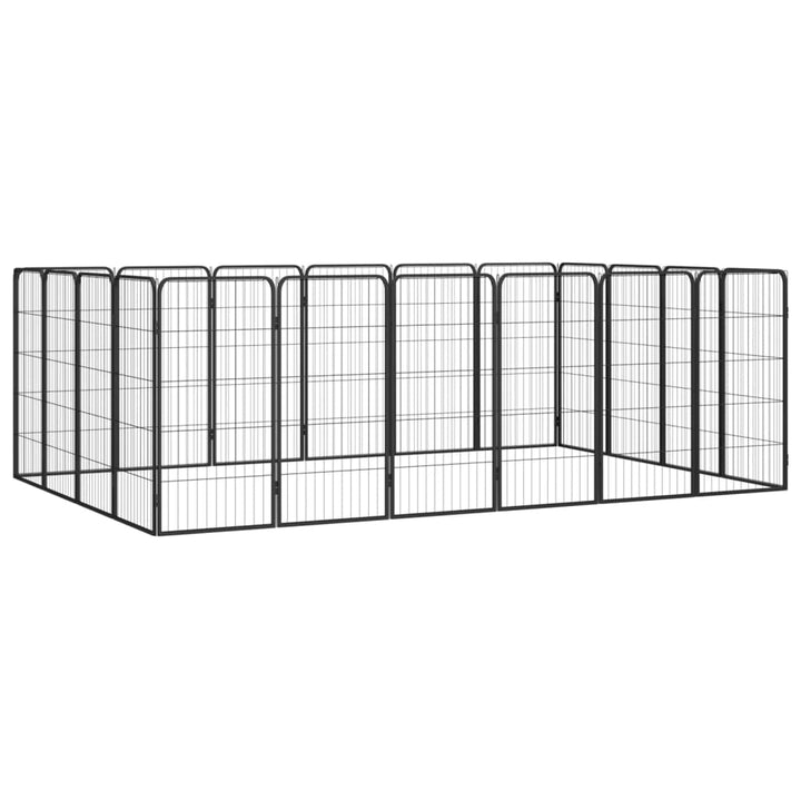 Țarc Câini 32 Panouri Negru 50X100 Cm Oțel Vopsit Electrostatic