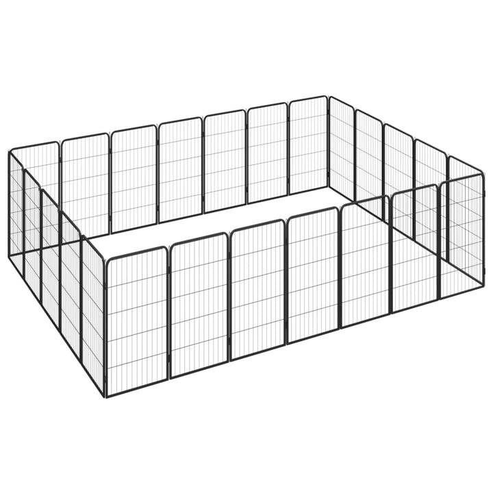 Țarc Câini 32 Panouri Negru 50X100 Cm Oțel Vopsit Electrostatic