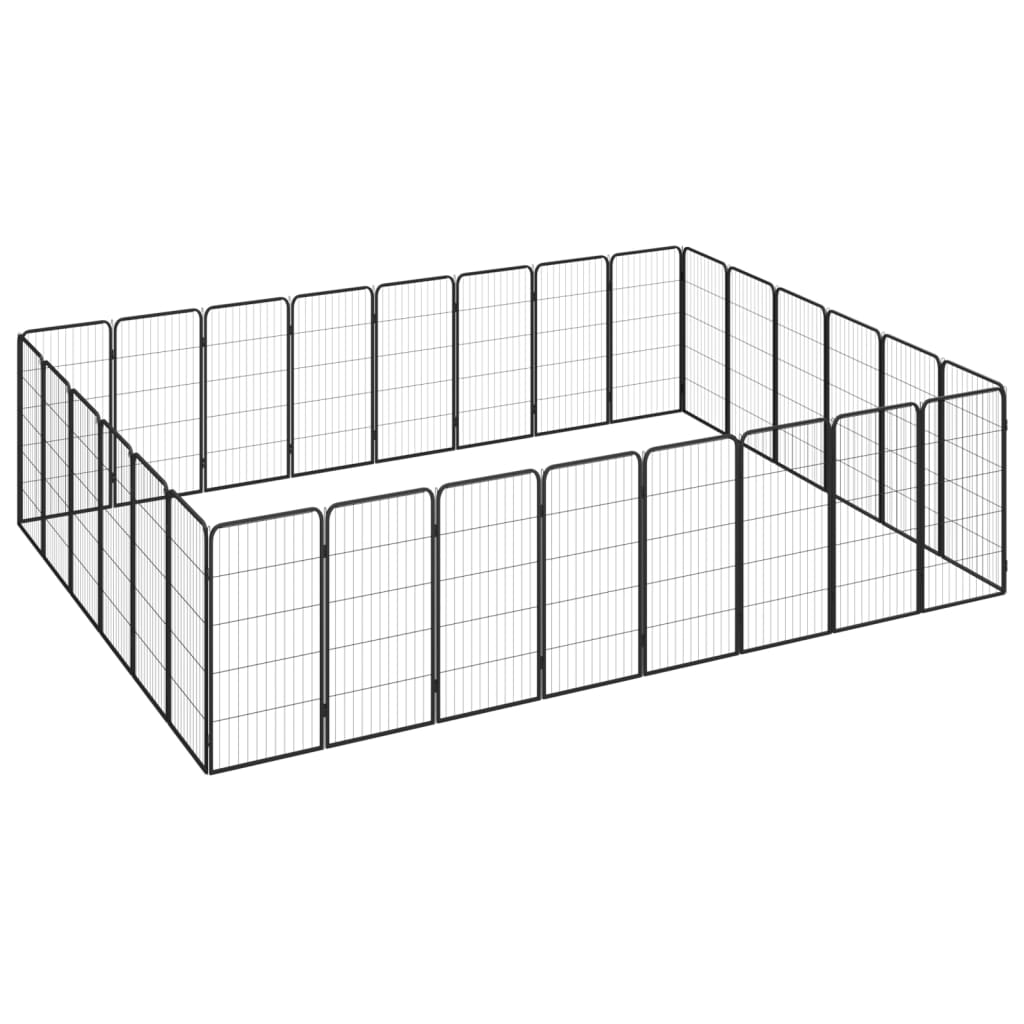 Țarc Câini 32 Panouri Negru 50X100 Cm Oțel Vopsit Electrostatic