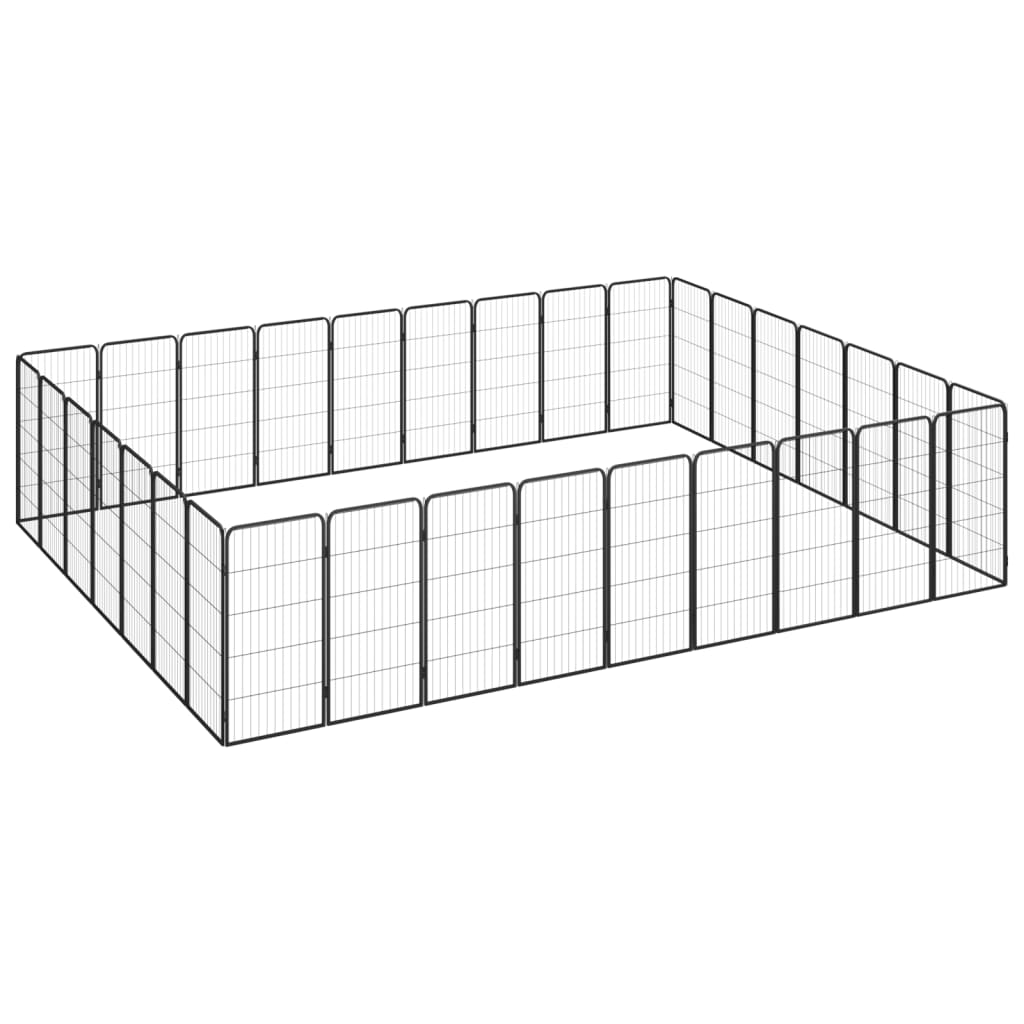 Țarc Câini 32 Panouri Negru 50X100 Cm Oțel Vopsit Electrostatic