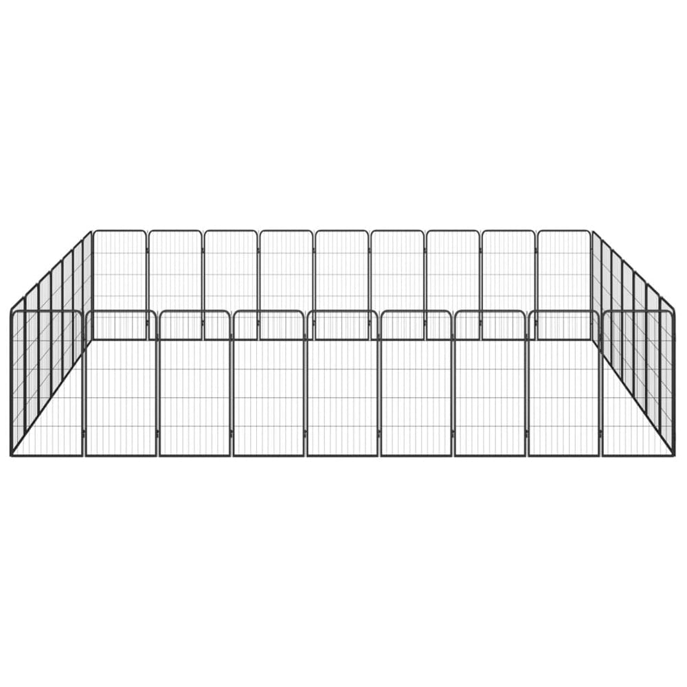Țarc Câini 32 Panouri Negru 50X100 Cm Oțel Vopsit Electrostatic
