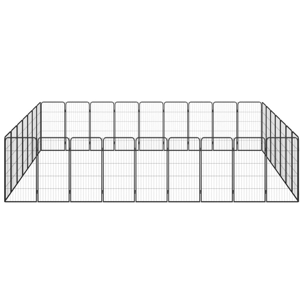 Țarc Câini 32 Panouri Negru 50X100 Cm Oțel Vopsit Electrostatic