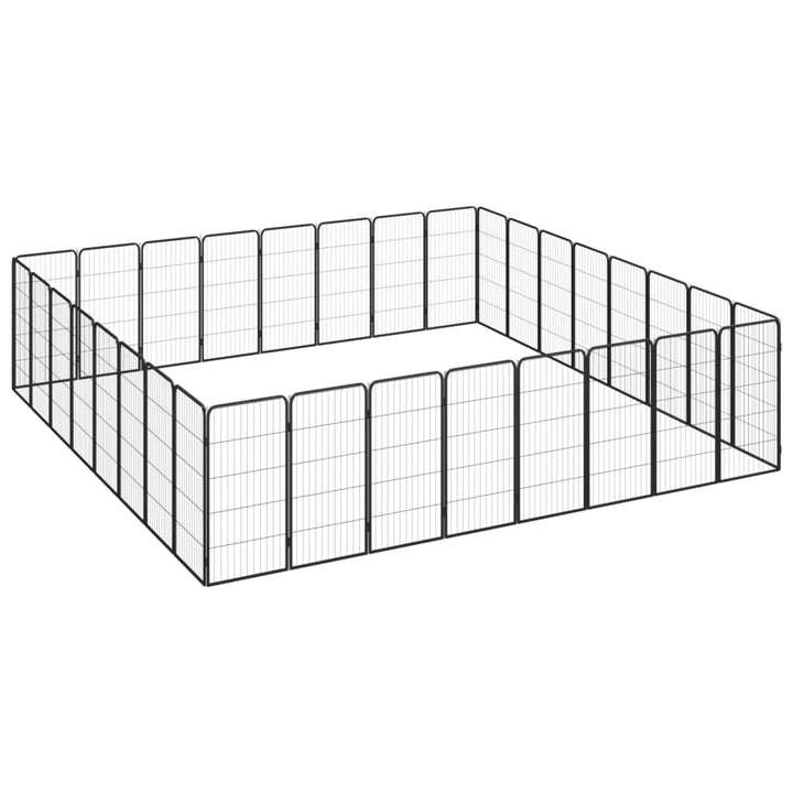 Țarc Câini 32 Panouri Negru 50X100 Cm Oțel Vopsit Electrostatic