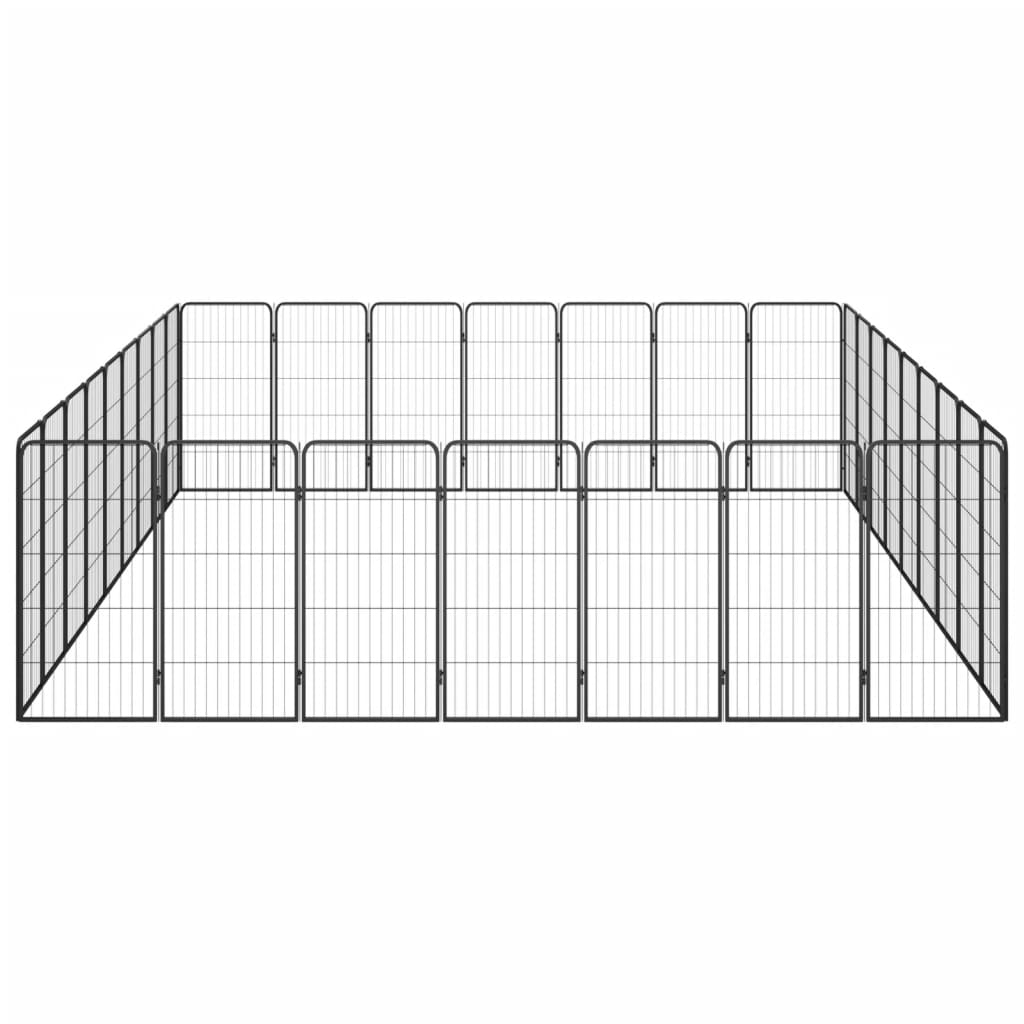 Țarc Câini 32 Panouri Negru 50X100 Cm Oțel Vopsit Electrostatic