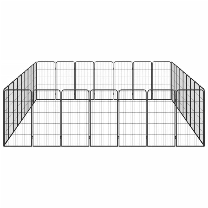 Țarc Câini 32 Panouri Negru 50X100 Cm Oțel Vopsit Electrostatic